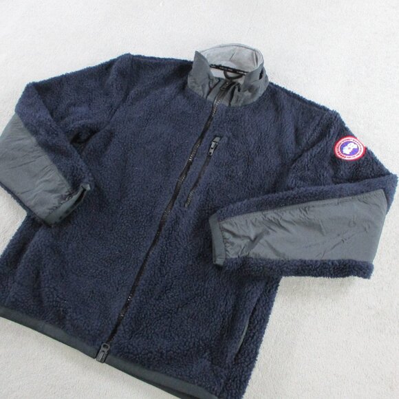 Canada Goose Kelowna Fleece Jacket Mens Medium Navy Blue Sherpa Pile NWOT Coat - Picture 2 of 13
